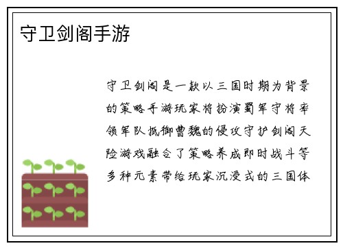 守卫剑阁手游
